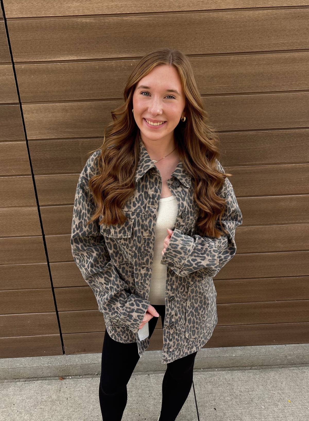 Hidden Jean Cheetah Oversized Shacket