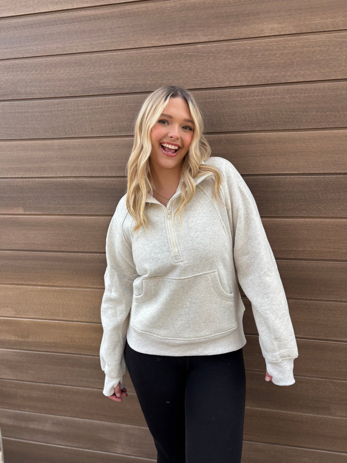 Oatline Half-Zip Sweatshirt - Heather Bone