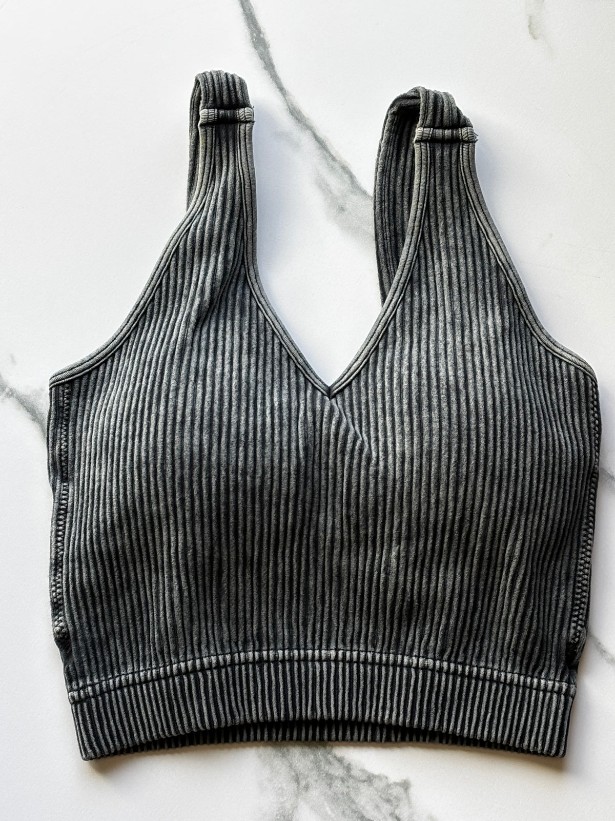 Ribbed Bra Tank - Ash Black