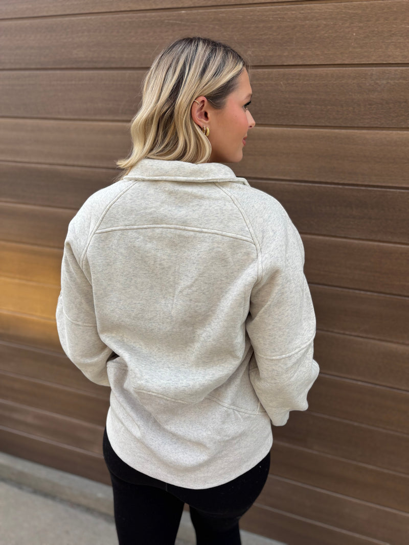Oatline Half-Zip Sweatshirt - Heather Bone