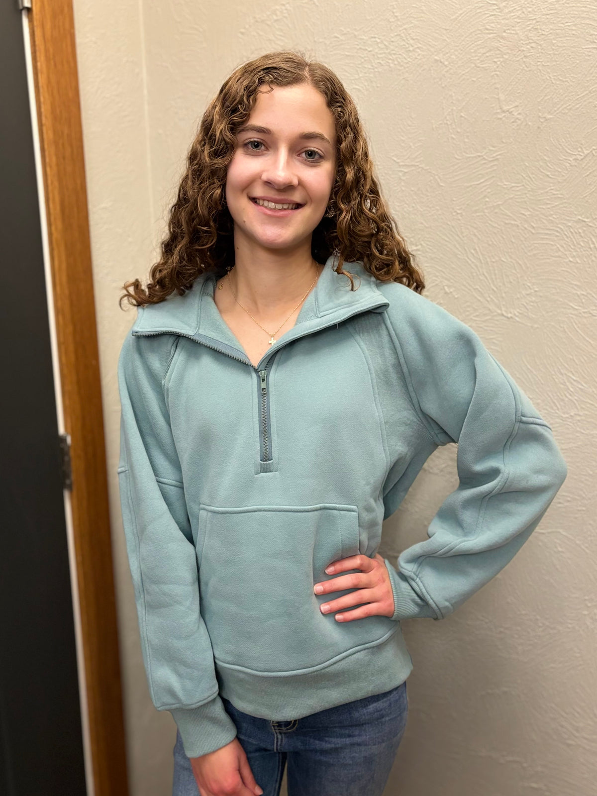 Stride Half-Zip Hoodie - Pale Blue