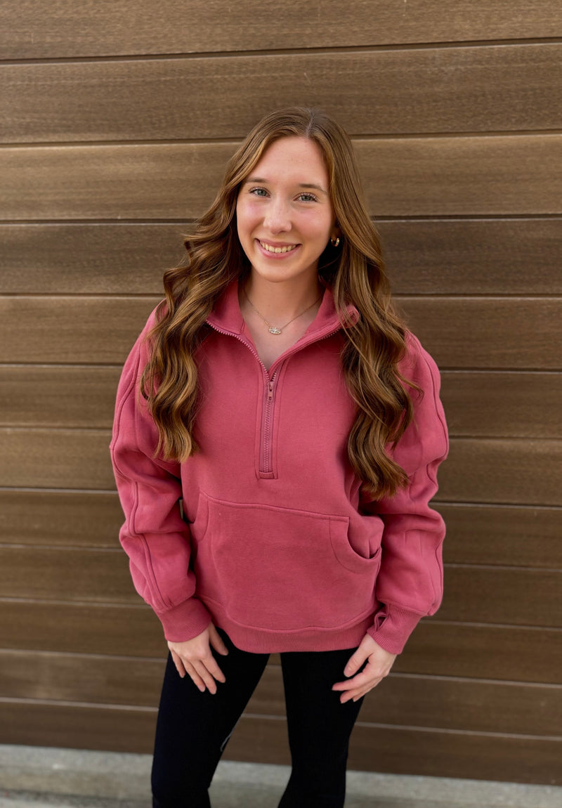 Stride Half-Zip Hoodie - Berry