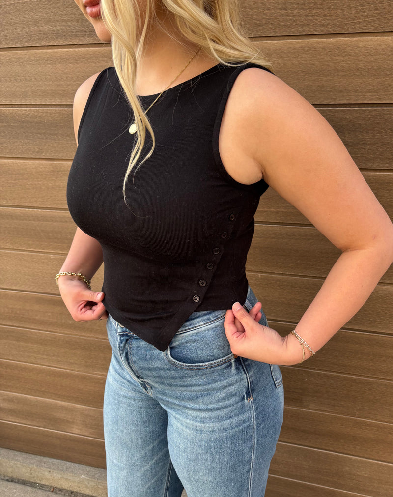 Afterglow Asymmetrical Hem Tank - Black