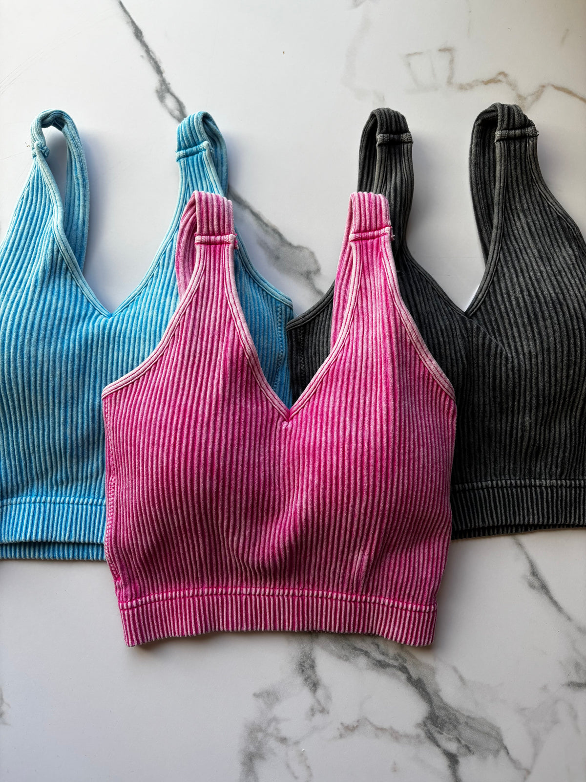 Ribbed Bra Tank - Hot Pink