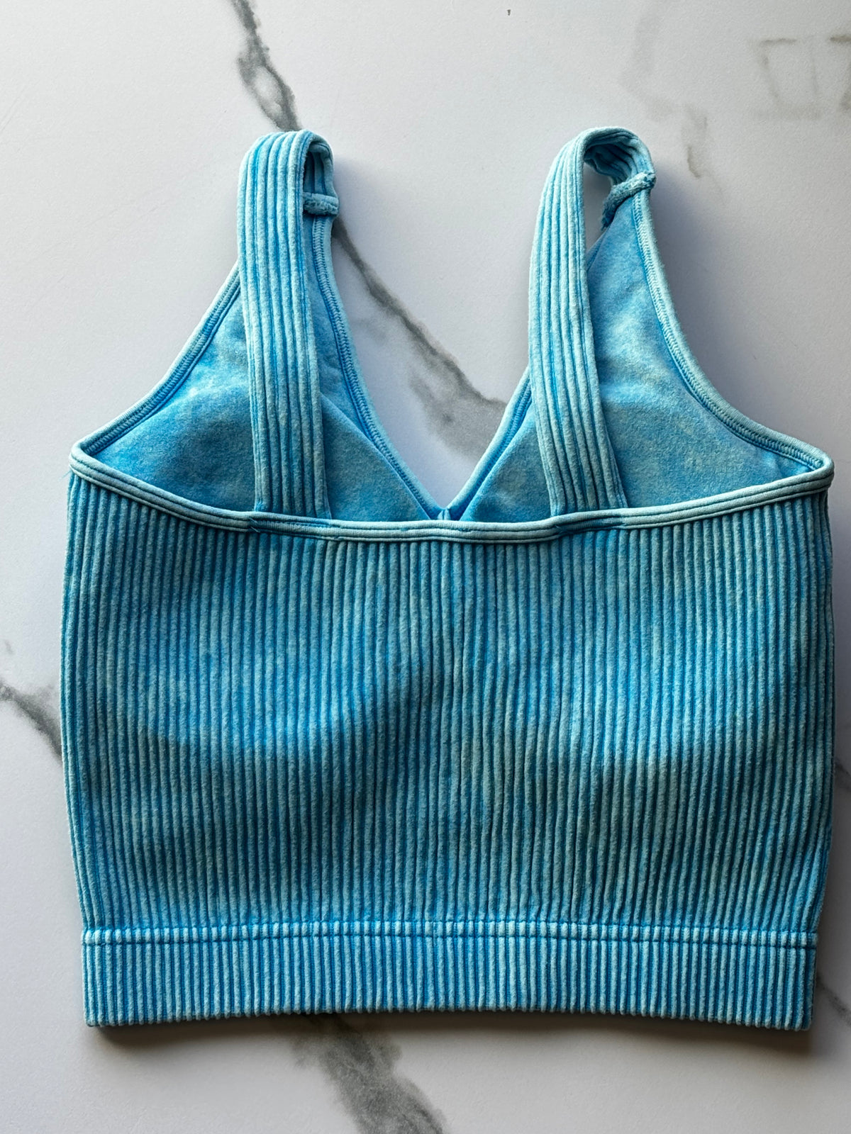 Ribbed Bra Tank - Sky Blue
