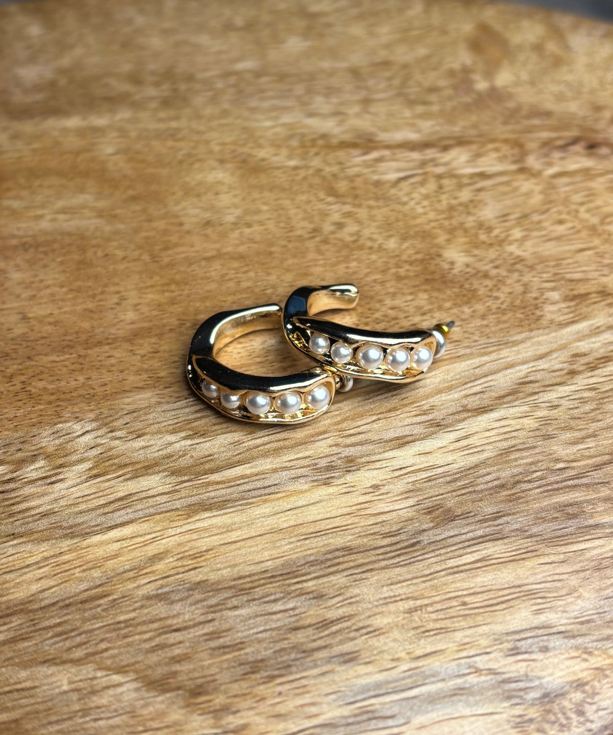 Intertwined Pearl Hoop Earrings