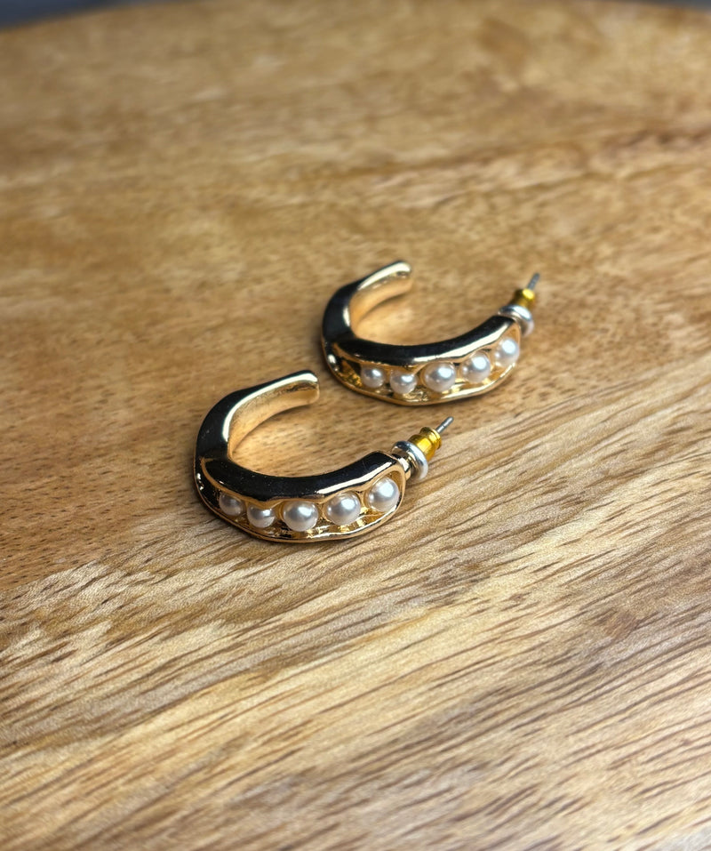 Intertwined Pearl Hoop Earrings