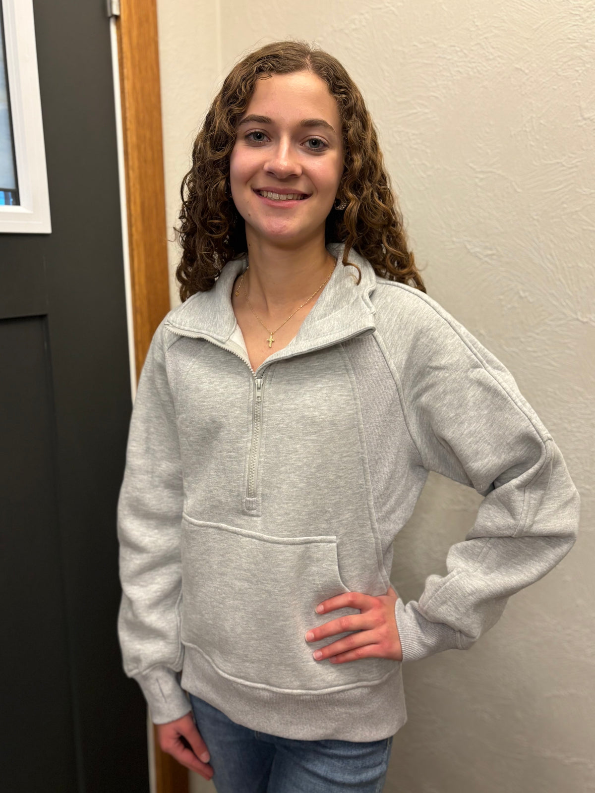 Oatline Half-Zip Sweatshirt - Heather Grey