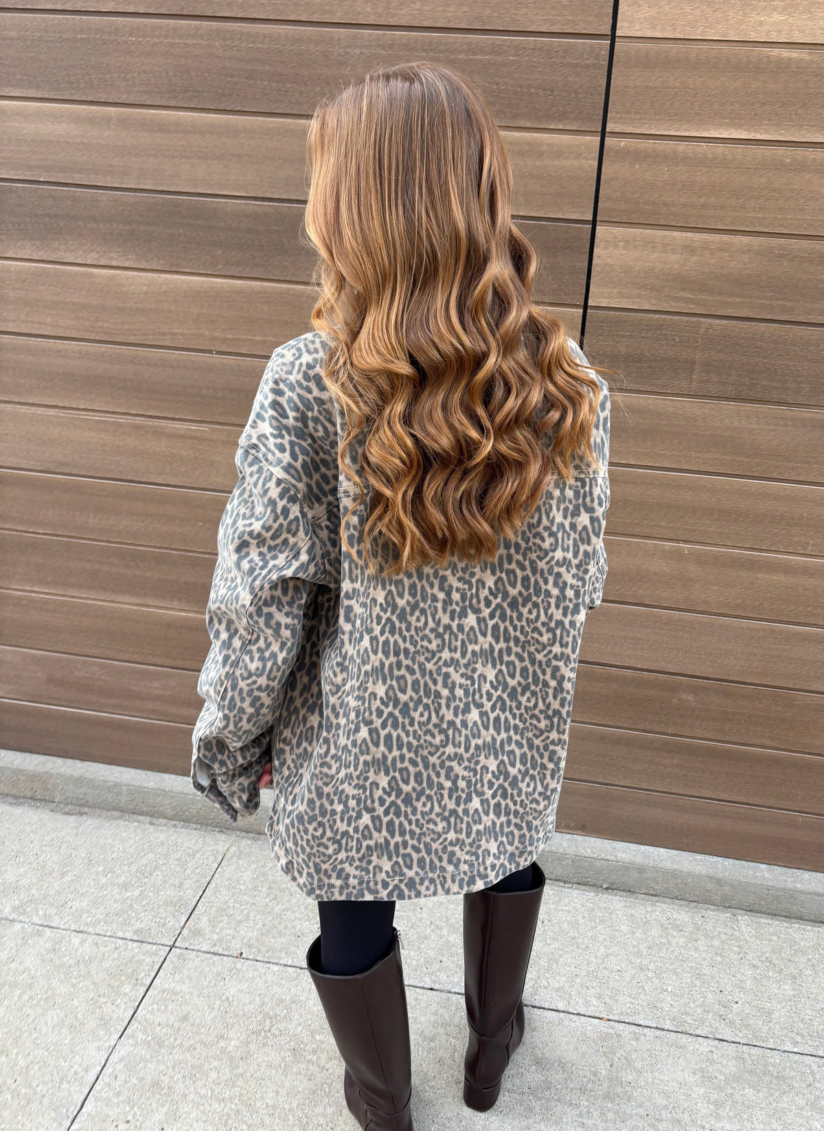 Hidden Jean Cheetah Oversized Shacket