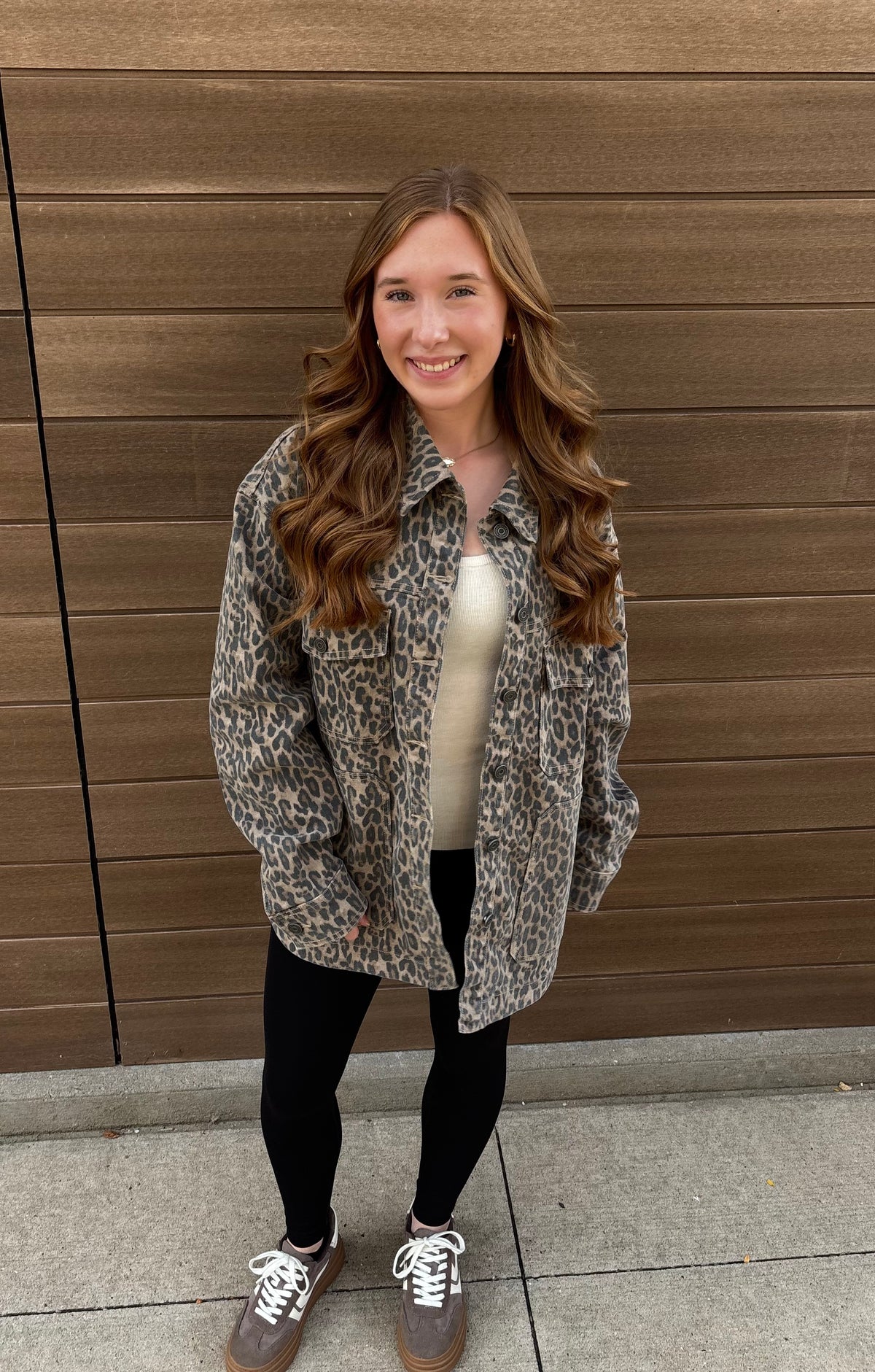 Hidden Jean Cheetah Oversized Shacket
