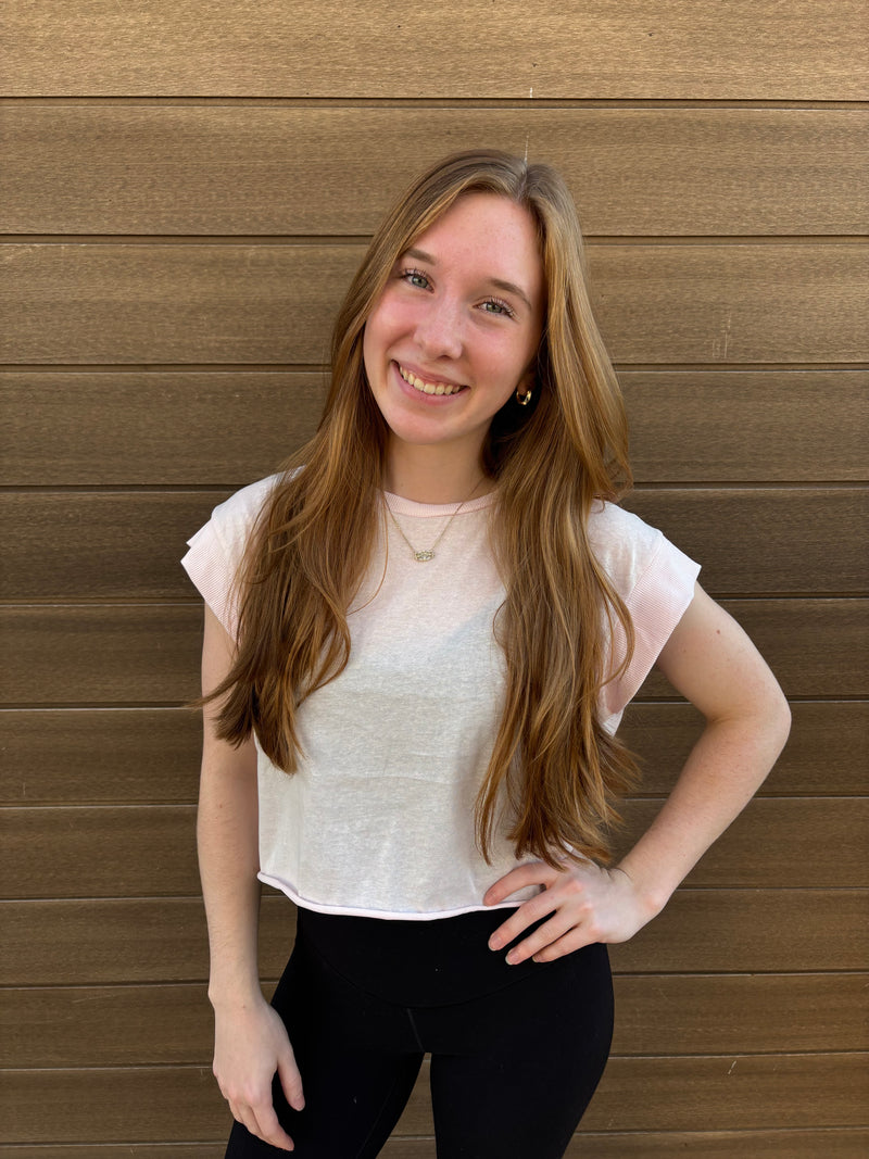 Blush Hour Cutout Layering Tee - Pink