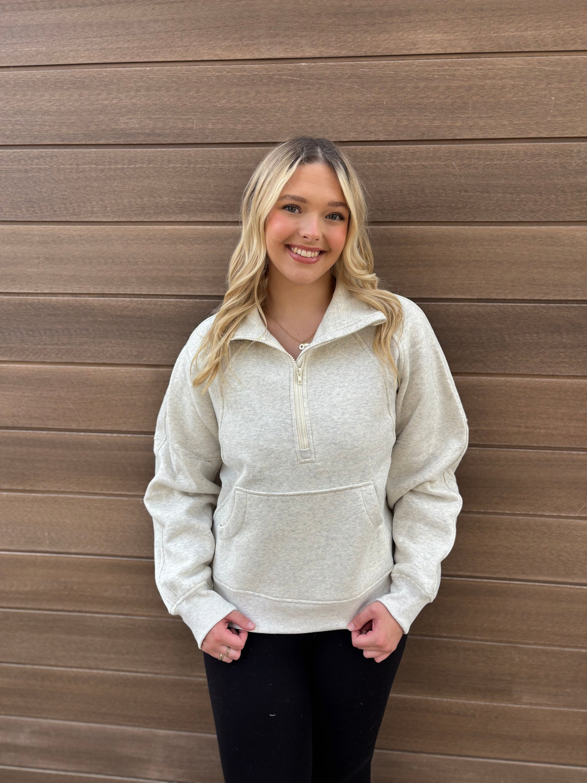 Oatline Half-Zip Sweatshirt - Heather Bone