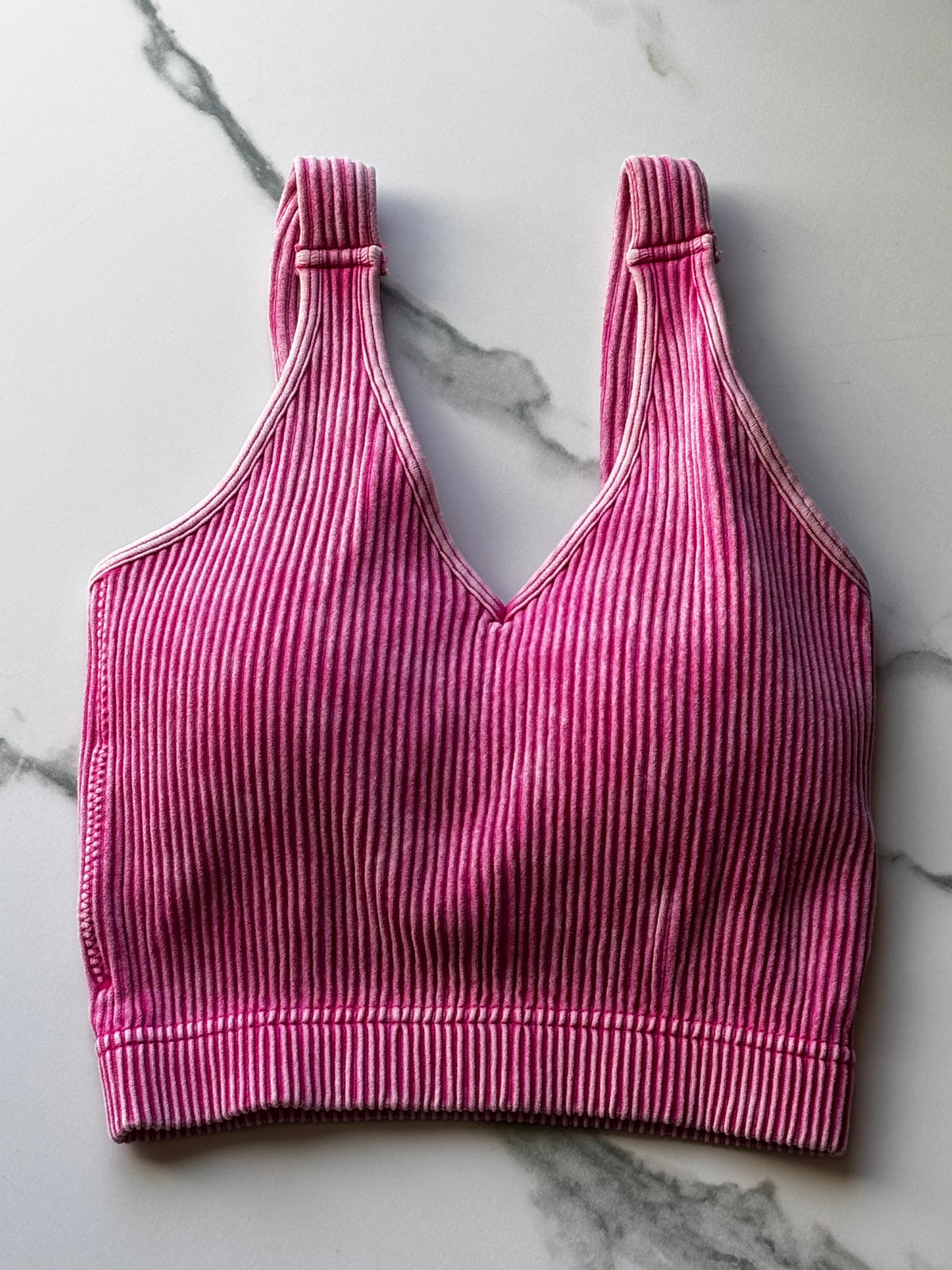 Ribbed Bra Tank - Hot Pink