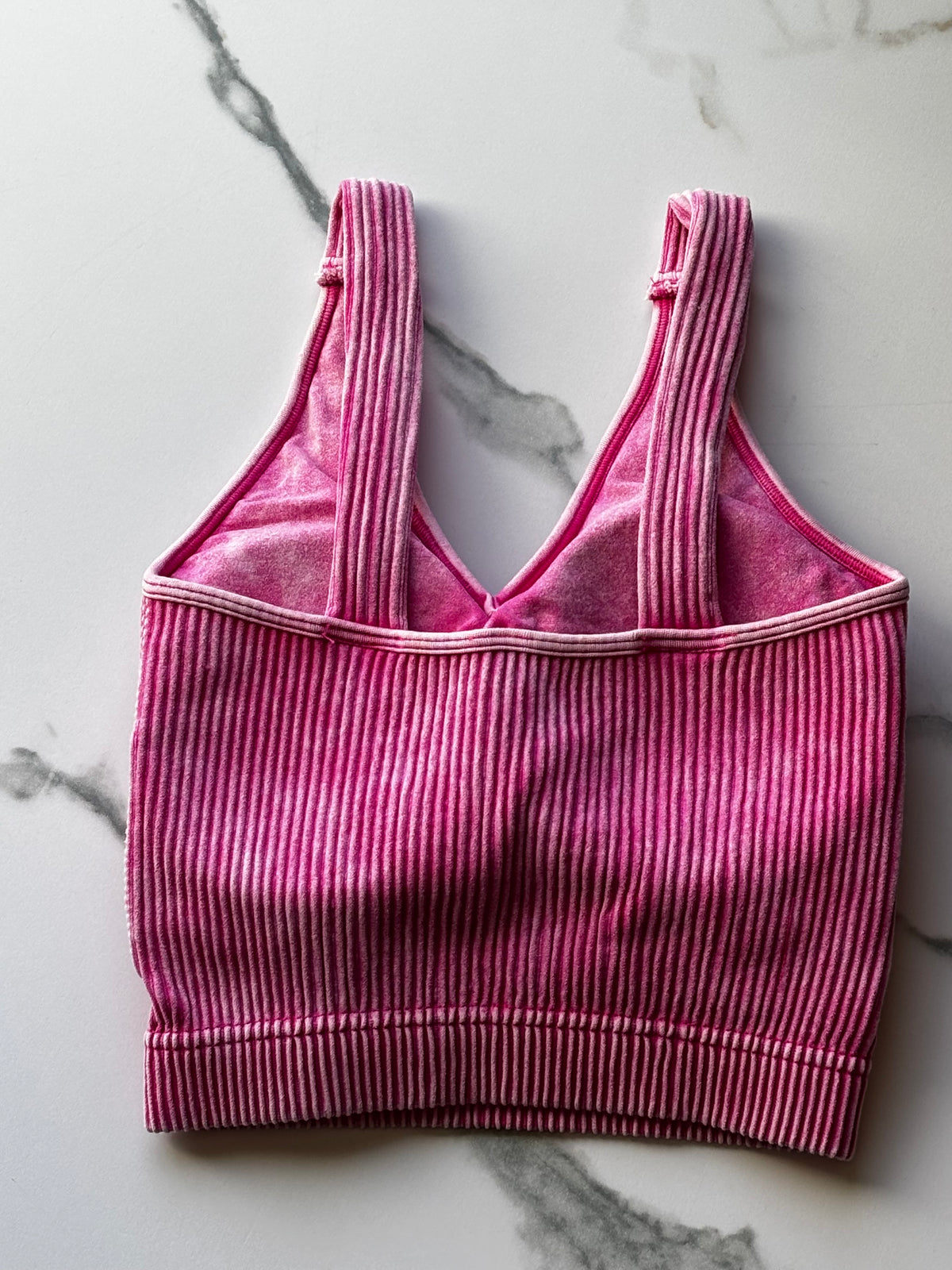 Ribbed Bra Tank - Hot Pink