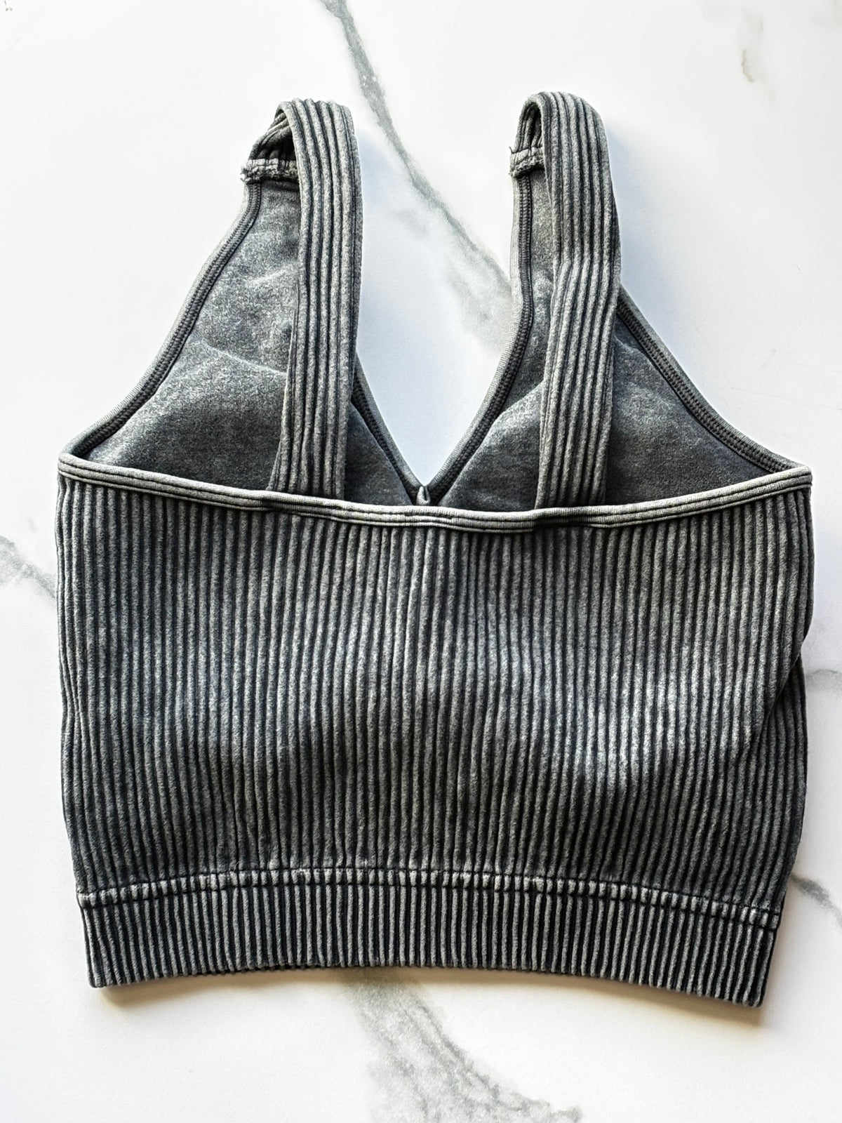 Ribbed Bra Tank - Ash Black