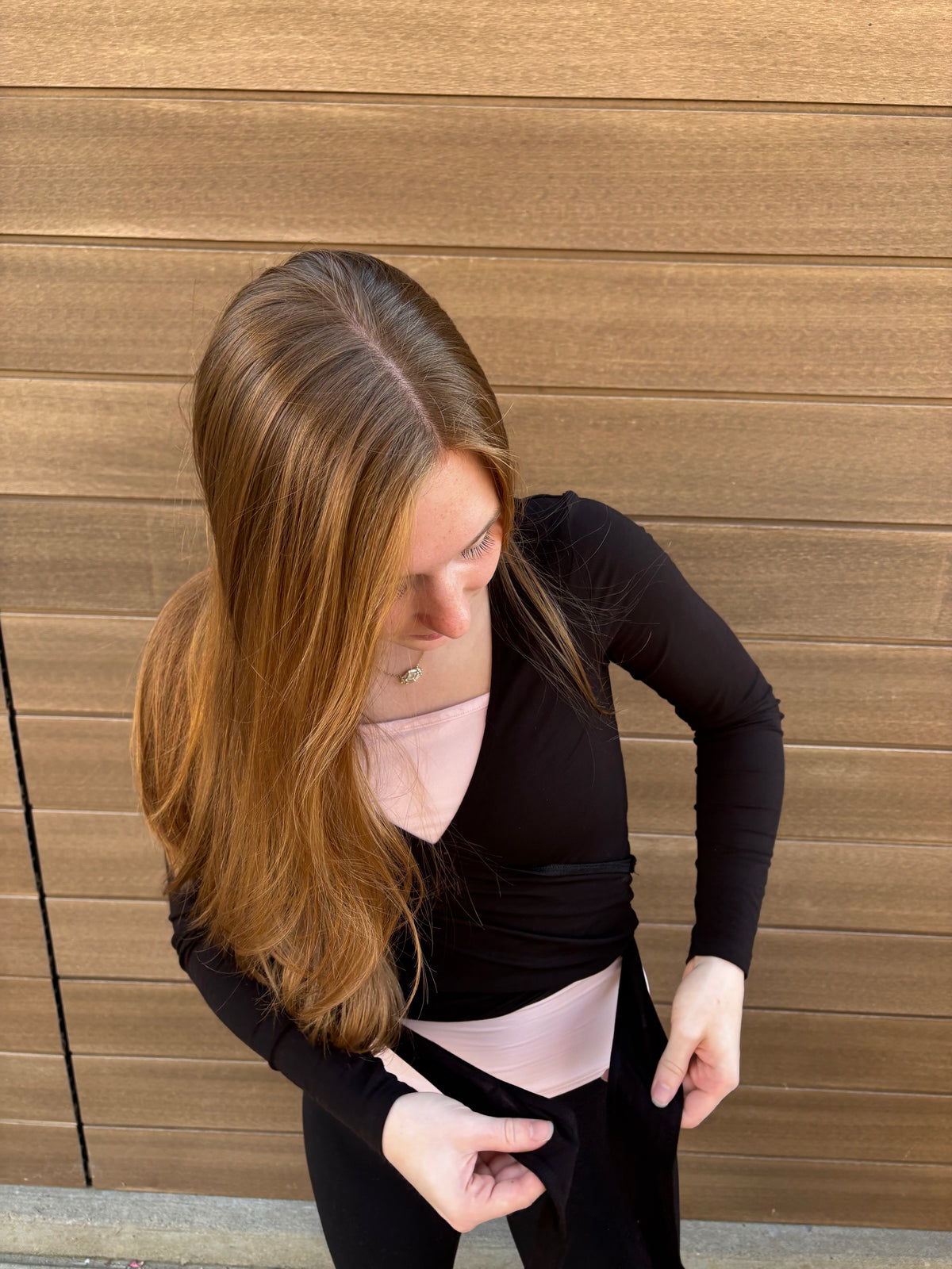 Work It Long Sleeve Wrap Top - Black