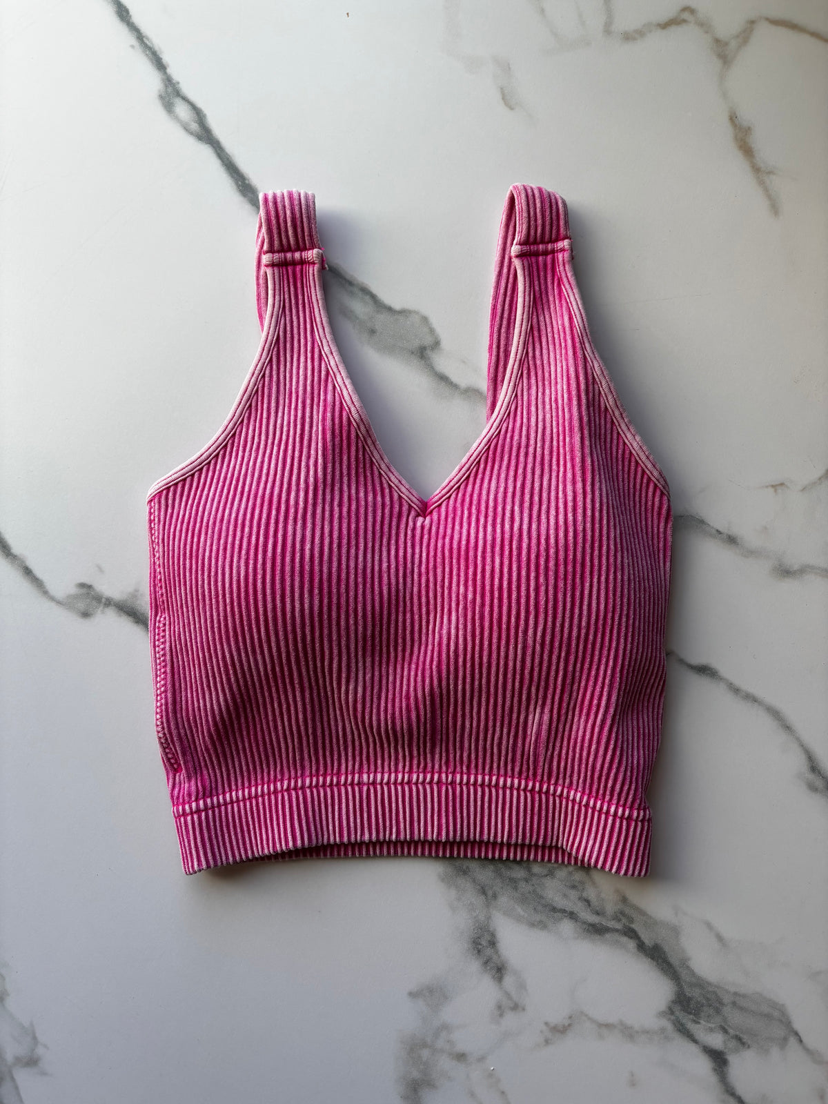 Ribbed Bra Tank - Hot Pink