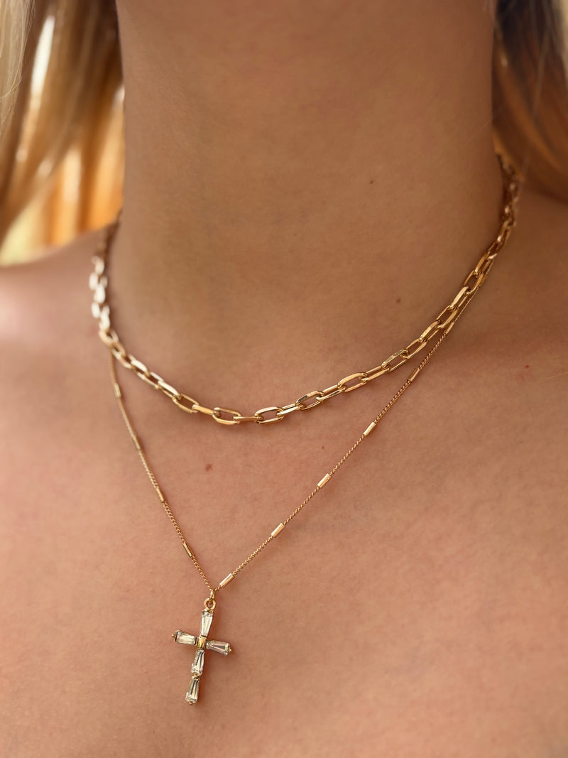 Layered Cross Necklace