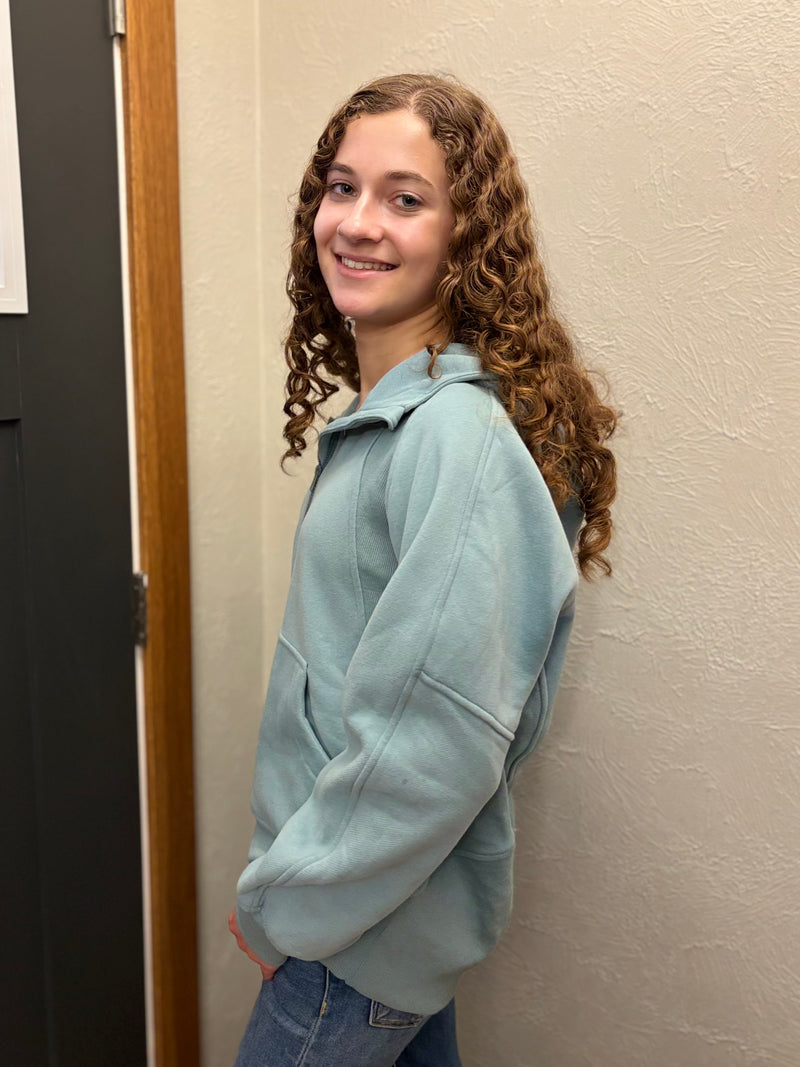 Stride Half-Zip Hoodie - Pale Blue