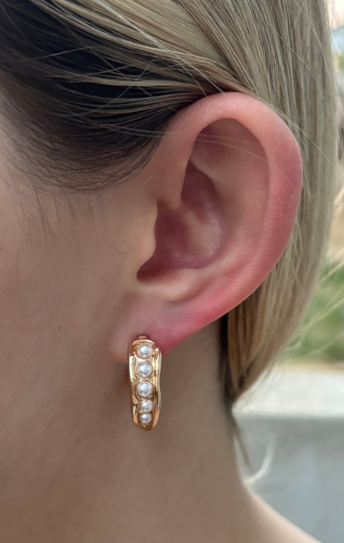 Intertwined Pearl Hoop Earrings