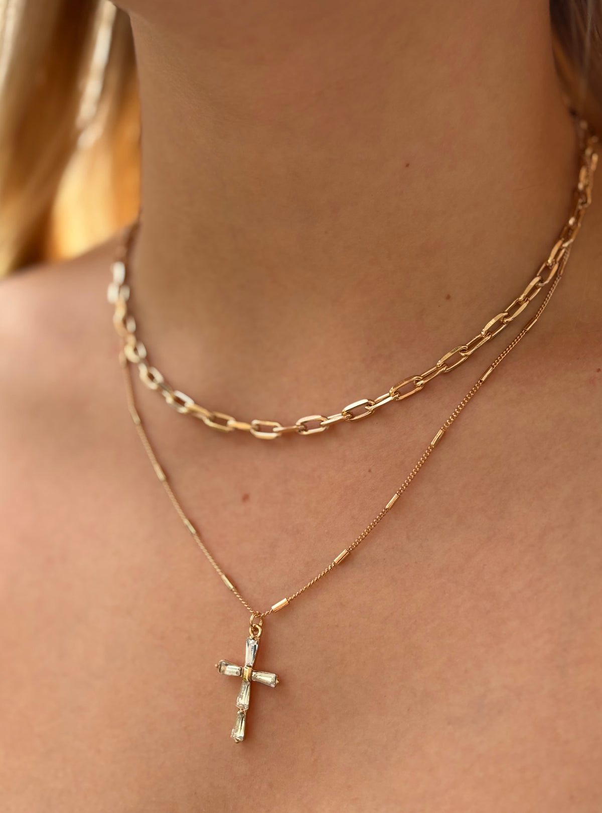Layered Cross Necklace