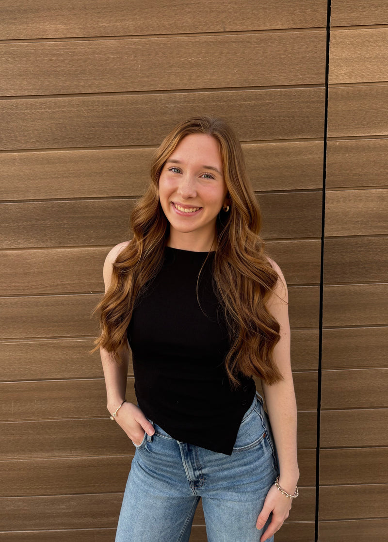 Afterglow Asymmetrical Hem Tank - Black