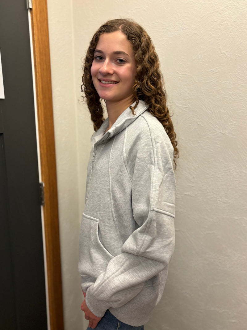 Oatline Half-Zip Sweatshirt - Heather Grey