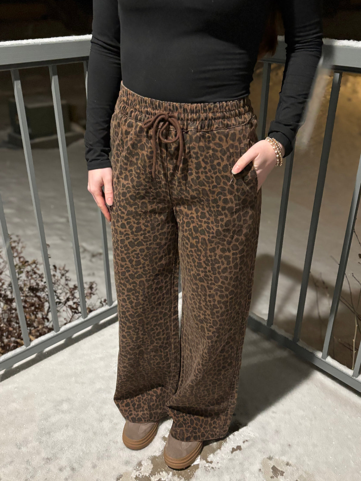 Leopard Denim Wide Leg